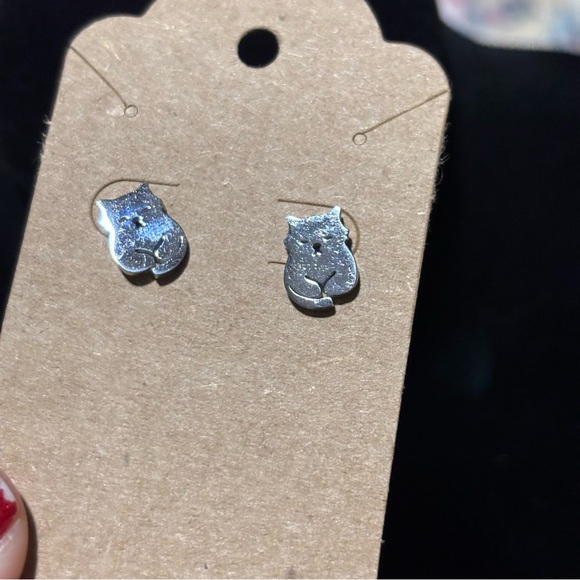 Chonky Sitting Cat-Stainless Steel, Stud-Style Earrings, Cat Kitty Silouhette! - Picture 3 of 7